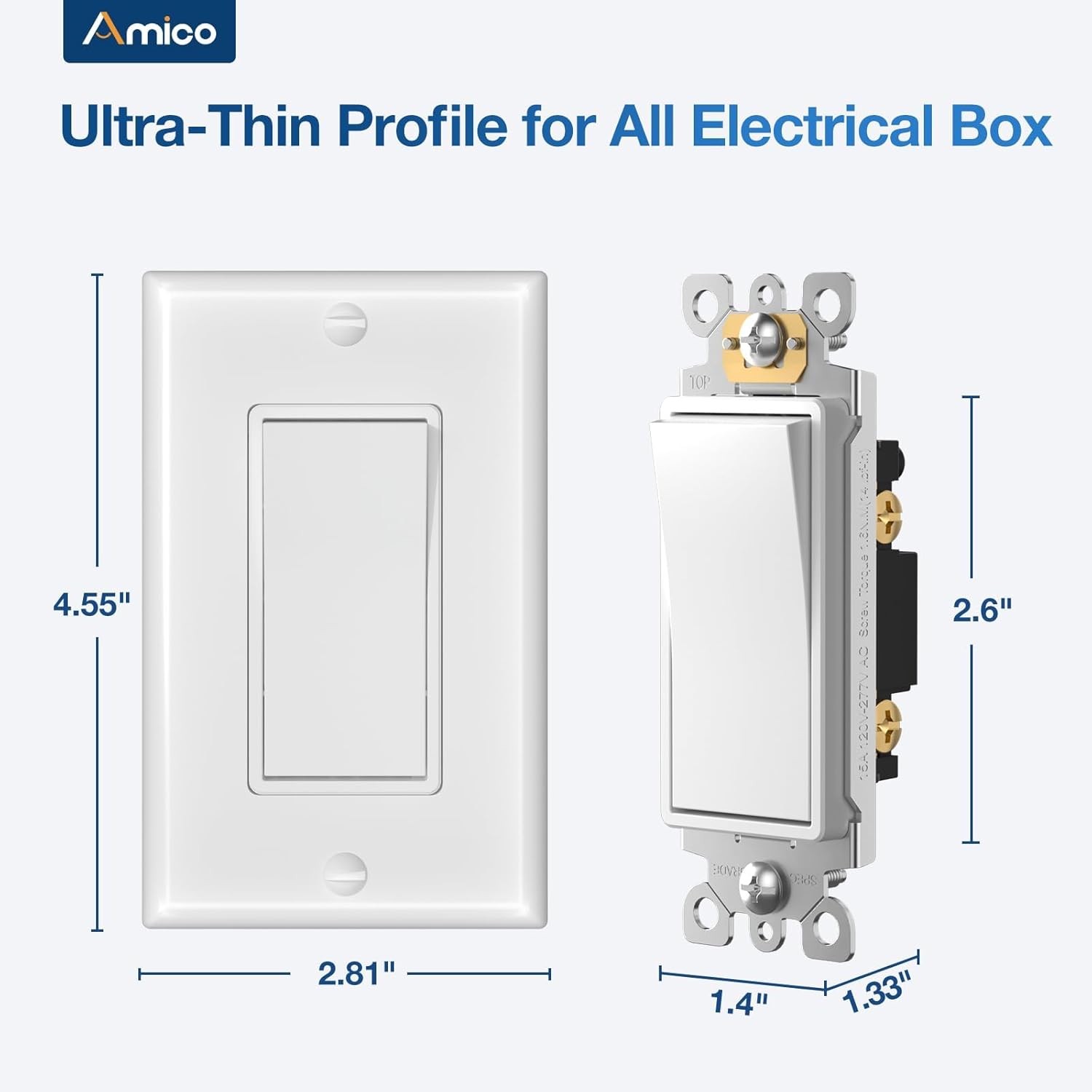 Amico 48 Pack 15A Single Pole Decorator Light Switch & Amico 12 Pack 15A GFCI Outlets