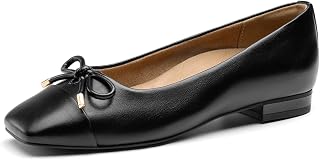 Athlefit Ballet Flats for Women Bow Square Toe Arch Support Ballerina
