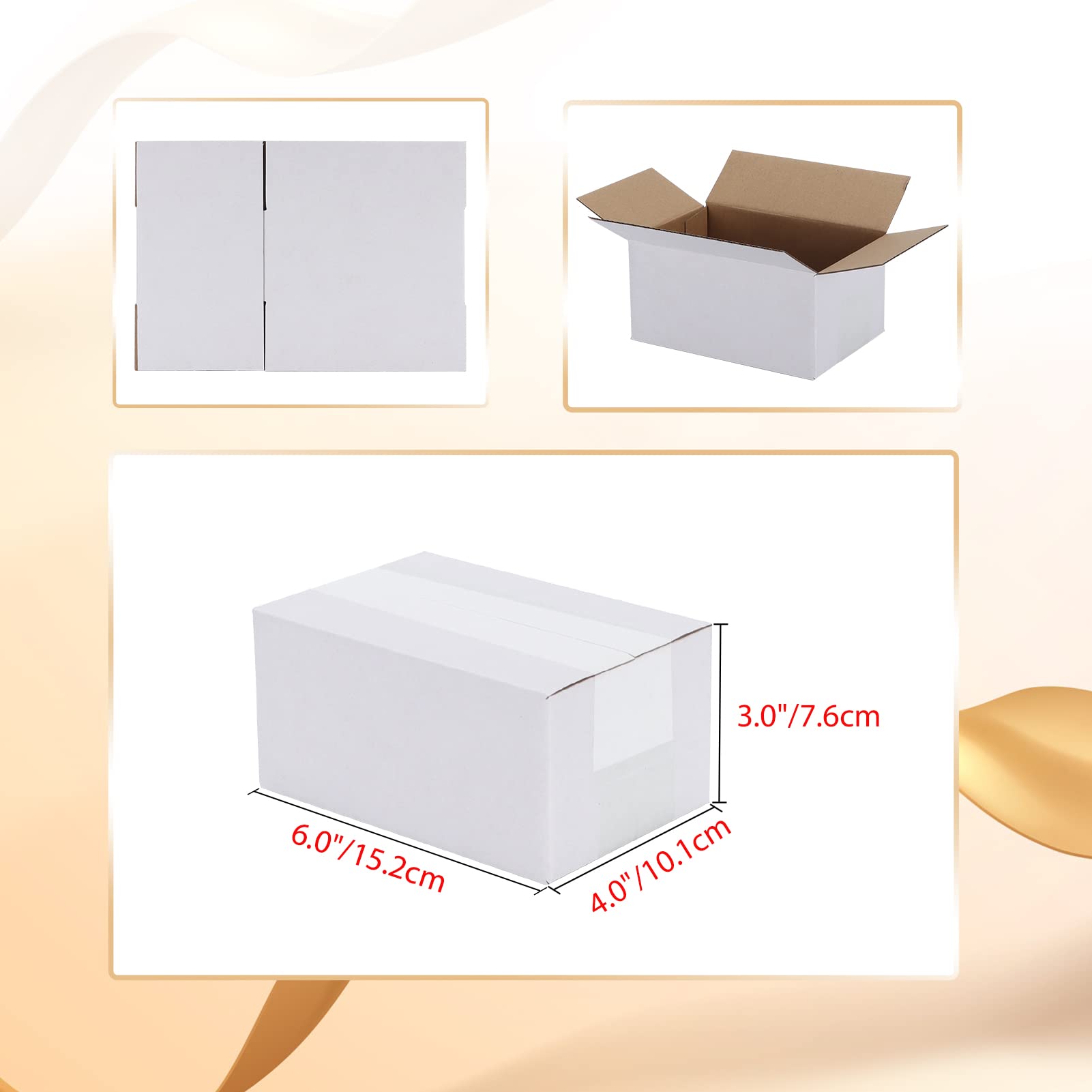 EYMPEU 40 Stück 15,3 x 10,2 x 7,7 cm Weiße Versandkarton, Kartons für kleine Gegenstände, Spielzeug, Schreibwaren und Weihnachtspäckchen