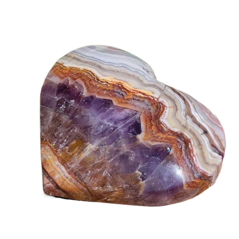 HUFFA Natural Amethyst Agate Heart Crystal Stone Home Decor Ornament