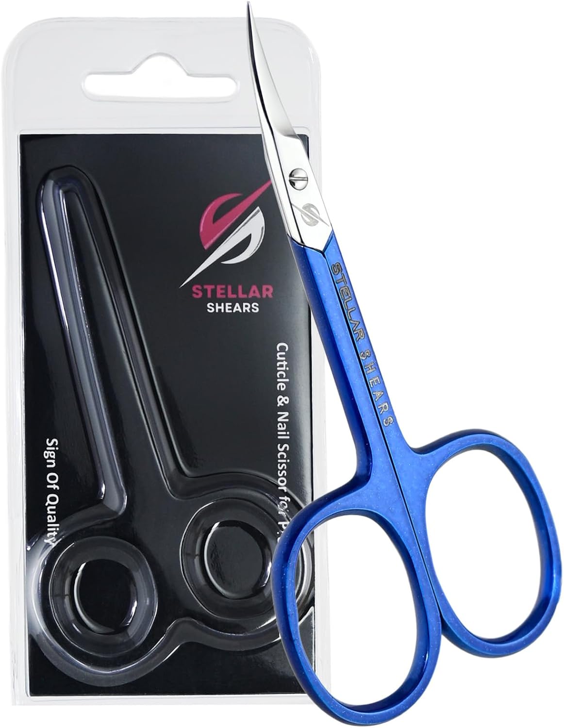 Cuticle Scissors Extra Fine Curved Blade – Precision Stainless Steel Manicure & Pedicure Scissors for Cuticles, Eyebrows, Eyelashes & Dry Skin – Professional Small Nail Scissors (Blue)
