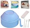 Microwave Ramen Bowl with Lid, 2025 Upgrade Ramen Noodle Bowl Set with Chopsticks Spoon Fork Strainer, Ramen Portable Microwavable Ramen Bowsl for Dorm Home Office Blue