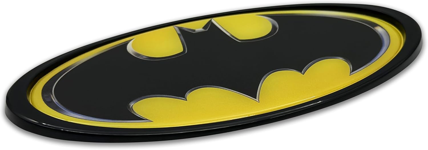 Officially Licensed DC Comics Batman Bat Signal Black Plastic Superhero Emblem for Cars, Trucks, SUVs and All Auto | Oversized at 7.4" x 3.8"| Weatherproof | Made in The USA