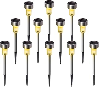 Solar Lights Outdoor, Stainless Steel Waterproof Outdoor Lights - 12Pack, LED Landscape Lighting Outdoor Solar Lights Solar Powered Lights Solar Garden Lights for Pathway Walkway Yard & Lawn