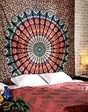 Wandbehang Mandala Hippie Wandteppich rot - 228x213 cm - Dekorativer Elefant großes Mandala indisches Wandtuch Böhmischer Tapestry für Wohnzimmer Dekor, Schlafzimmer wandteppiche