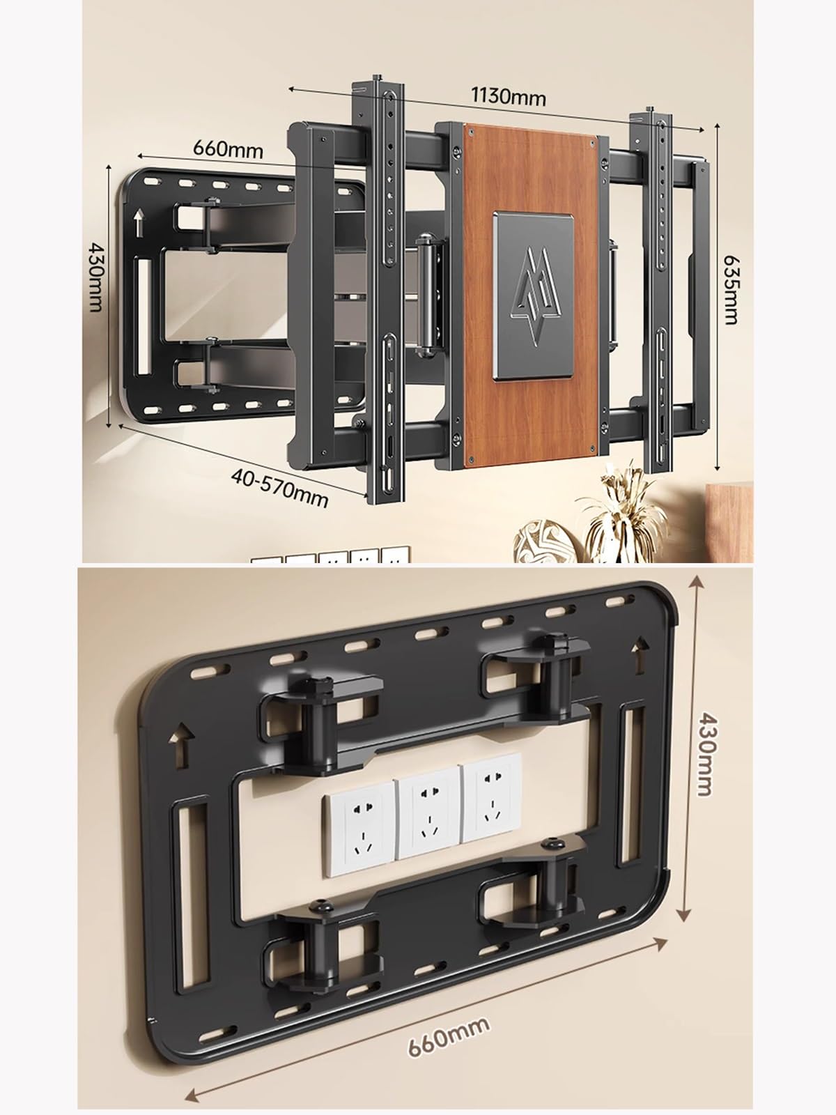 Supporto da Parete per TV A Movimento Completo per Televisori da 75-150 Pollici, Spessore Ultrasottile a 8 Bracci con Doppio Braccio Articolato, Rotazione, Inclinazione