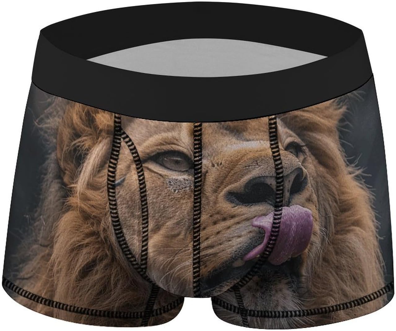 Lion Sticks Out Tongue Mens Boxer Briefs Short Breathable Underwear Trunks Soft Moisture-Wicking Boxer Shorts Novelty Underpants L White