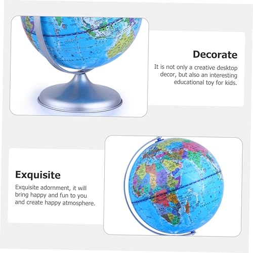 Miniatura 2 de HOMSFOU Decoración de globo de geografía para decoración de escritorio, globo del mundo, globo giratorio, globos del mundo con soporte de