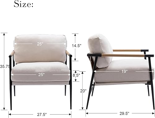 Miniatura 27 de DUOMAY Silla decorativa moderna Mid-Century, cómoda silla de sherpa para sala de estar, dormitorio, oficina, sillón de respaldo medio con patas de