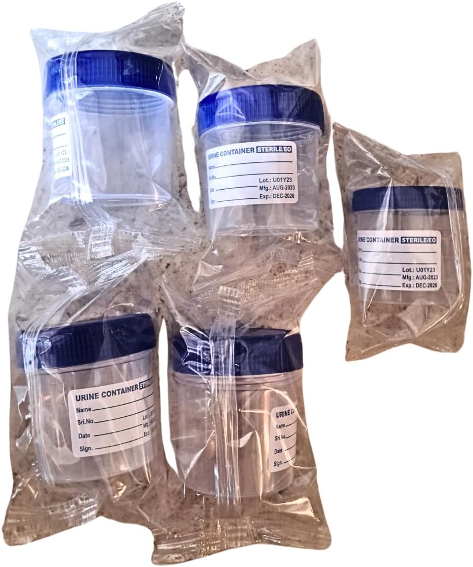 AANIJ® Stool Container 50 ml Pack of 10 | ETO Sterile Individual Packing Leak-Proof Stool Sample Collection Container with Spoon For Diagnostic, Hospital & Laboratory Testing