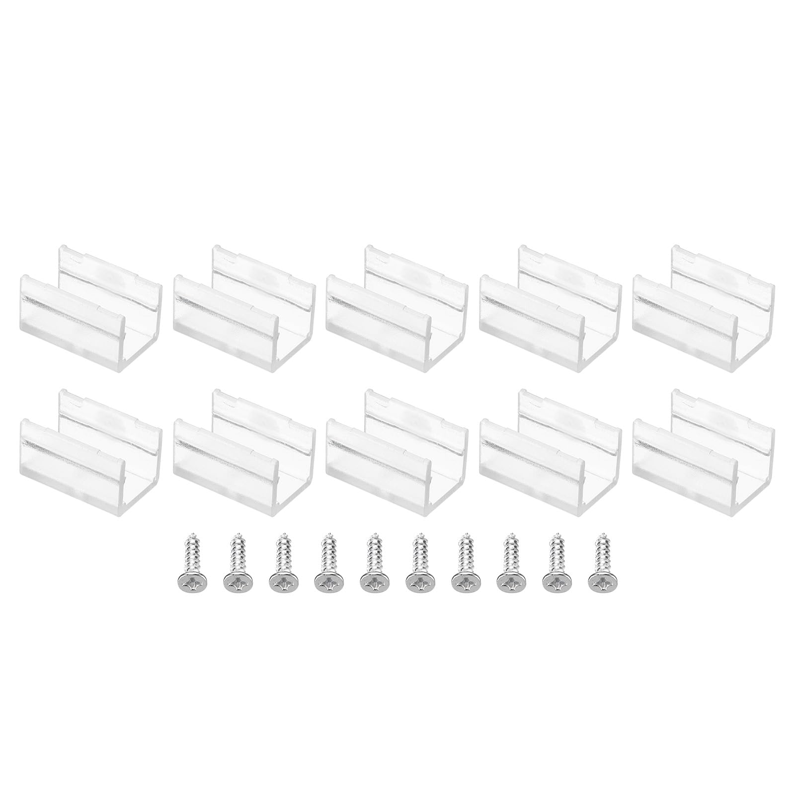 PATIKIL LED Strip Light Clips, 40 Pack Mounting Bracket Fixing Clips Plastic Clamp Holder with Screws for 11.5mm-12.4mm Neon RGB Light Cable Ribbon 25mm Clear