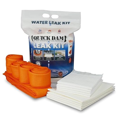 Quick Dam WU-KIT Kit de fugas para control de inundaciones para interiores, 4 presas de agua naranja (4 pies), 1 presa de agua naranja (10 pies), 5