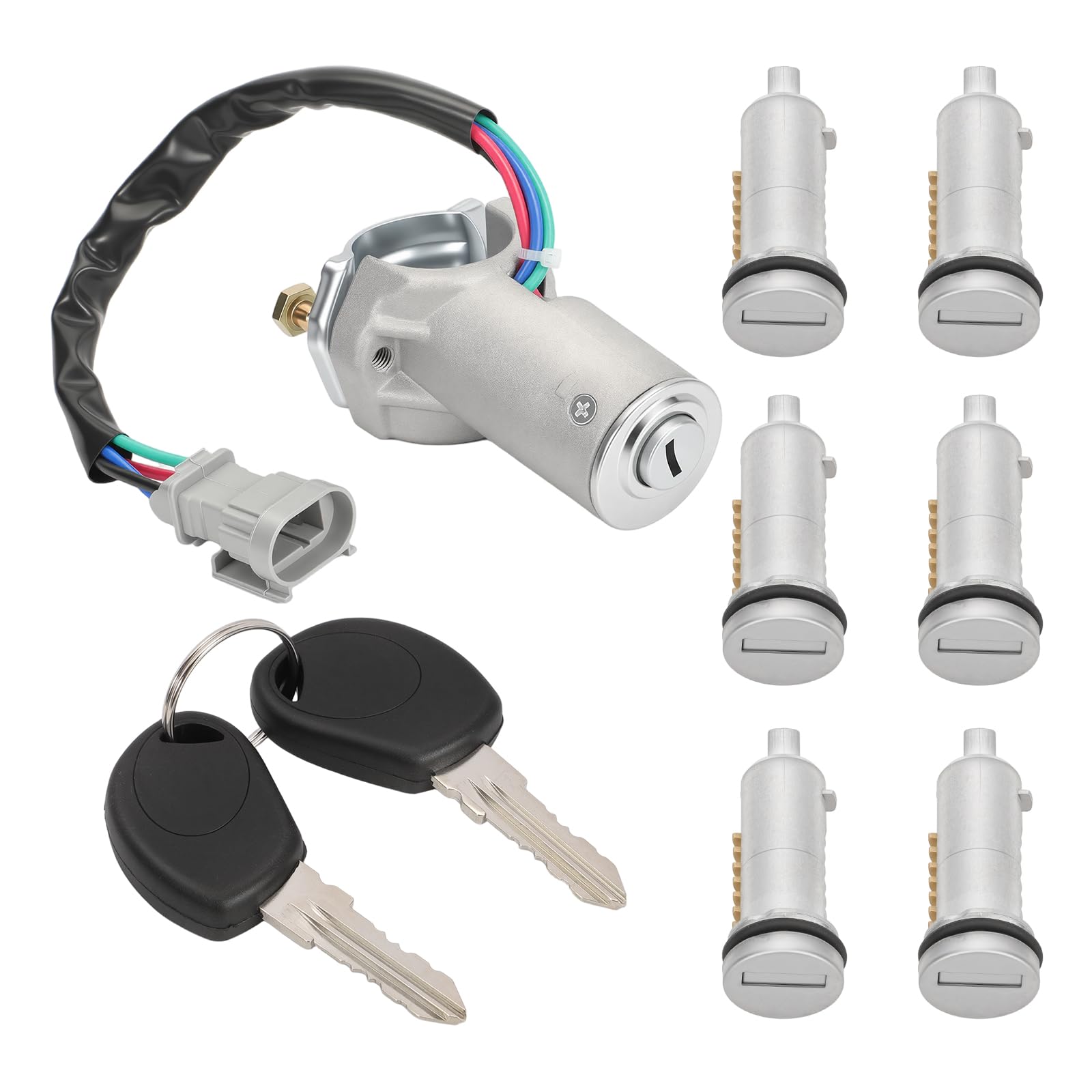 GraceGalaxy Bloccasterzo Interruttore Cilindro Serratura,Kit Blocco Accensione con 6 Cilindri di Chiusura 2 Chiavi per Iveco Daily 2000-2006, OEM 2992551 2991727