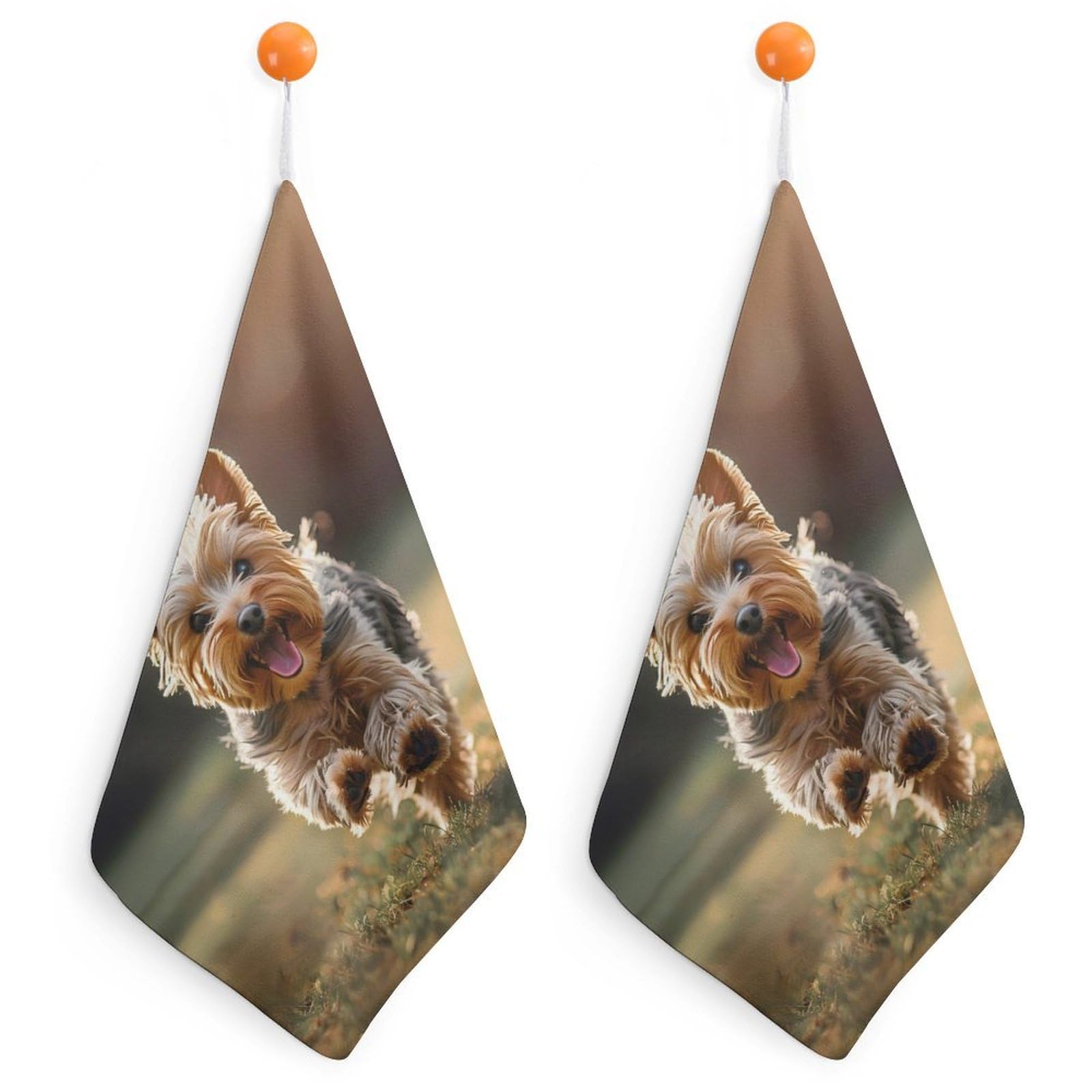 TXFBTRFSA Cute Yorkshire Terrier Dog Hand Towels with Hanging Loop Kitchen Towel Handkerchiefs Cleaning Cloths