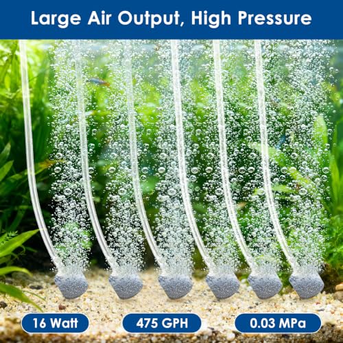 Image of AquaMiracle Quiet Aquarium Air Pump 200 /317 /475GPH High Pressure Commercial Air Pump Pond Aerator Bubbler Hydroponics Air Pump Oxygen Pump