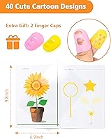 Vista 3 de Libro de Dibujo para Impresora 3D, Plantilla de Papel Grueso Colorida Reutilizable con 40 Patrones y Placa Transparente, Plantilla de Graffiti