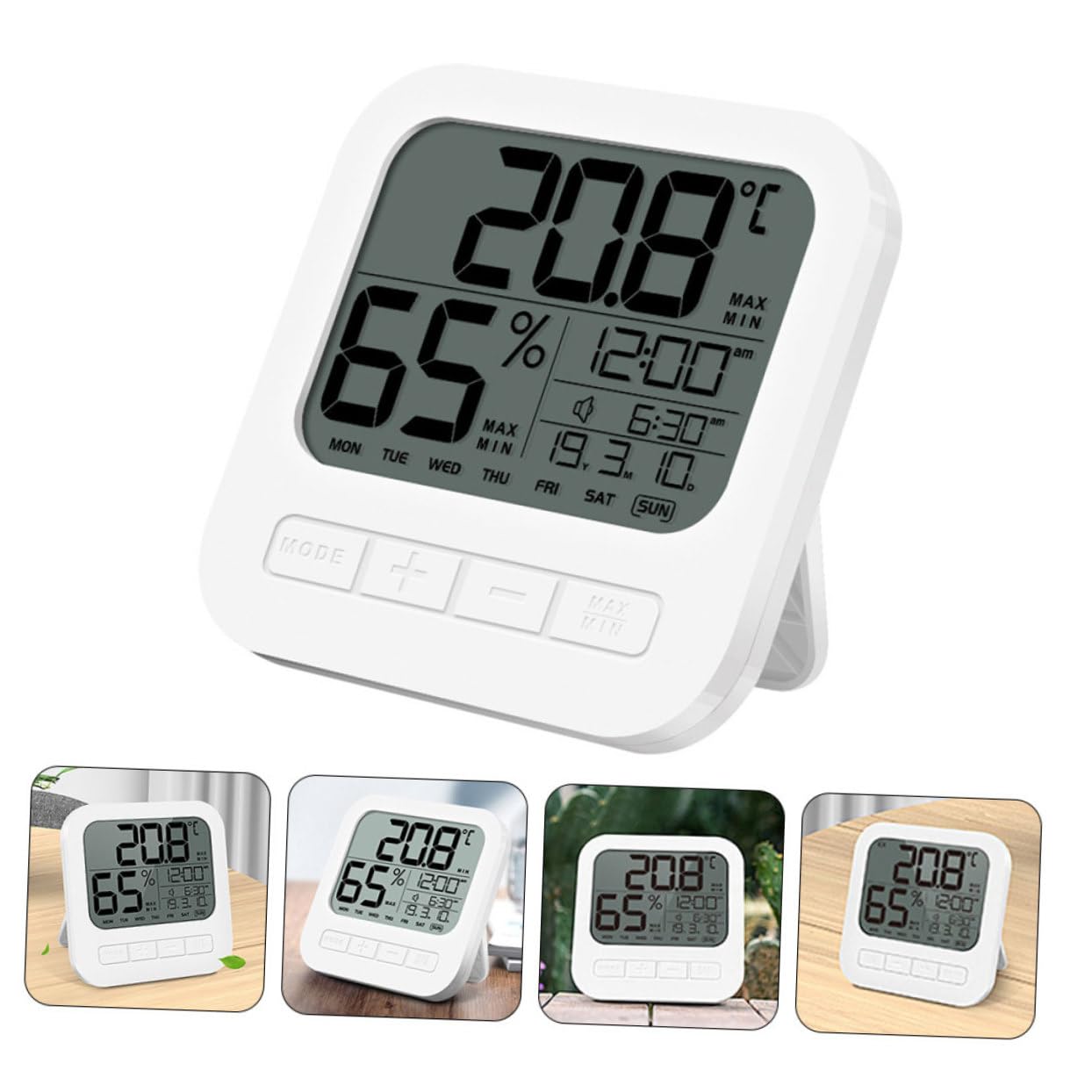 Toddmomy 2pezzi Termometro Igrometro Digitale Per Interni Misuratore Di Temperatura e Umidità Ad Alta Precisione Con Display Lcd Retroilluminato Funzione Allarme e Design Da Parete Ottimo