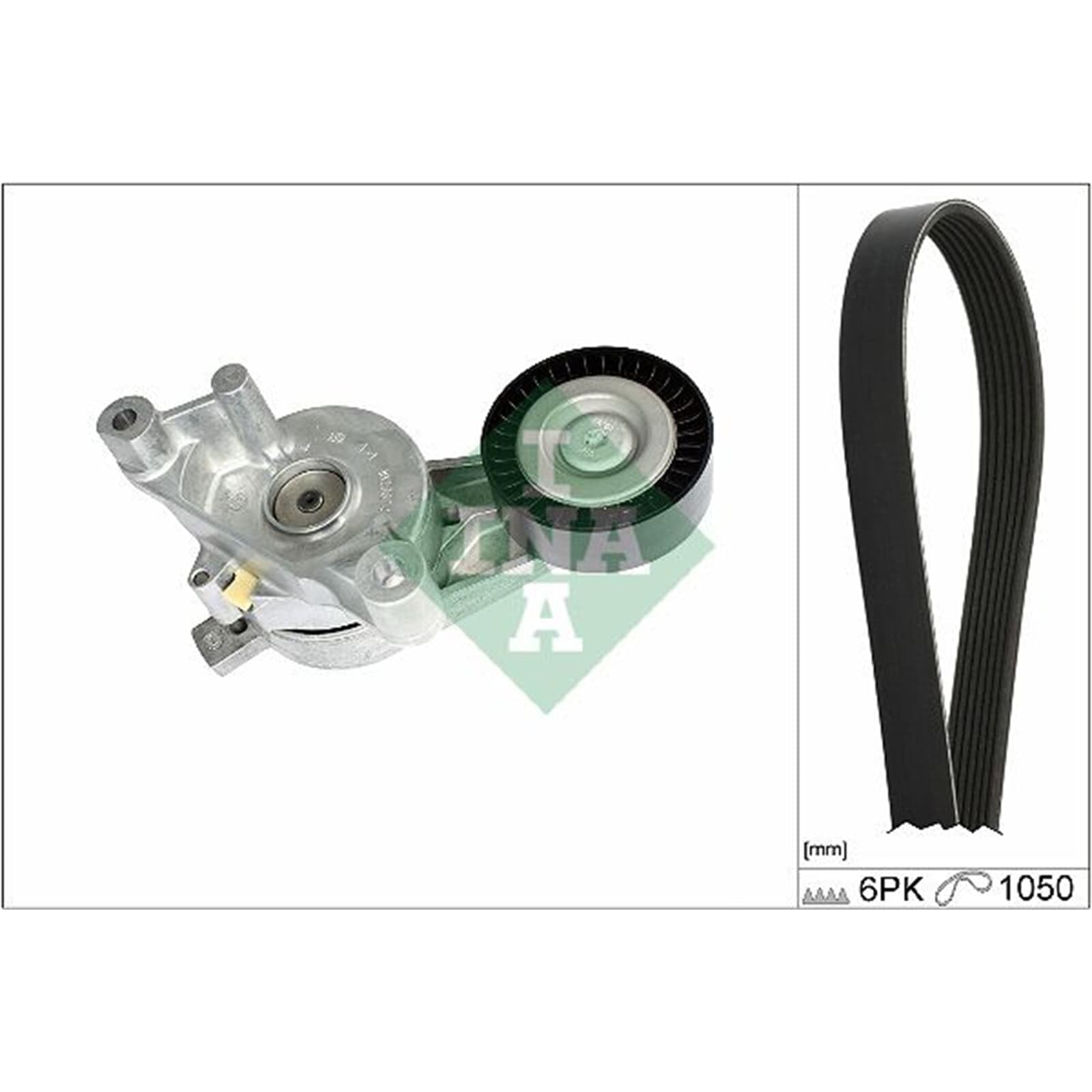 INA Kit Cinghie Poly-V 529 0468 10 1050mm Compatibilità con VW Golf 5 Hatchback 1K1 TOURAN 1T1, 1T2, AUDI A3 Sportback 8PA A3 Hatchback 8P1, SEAT Leon Hatchback 1P1