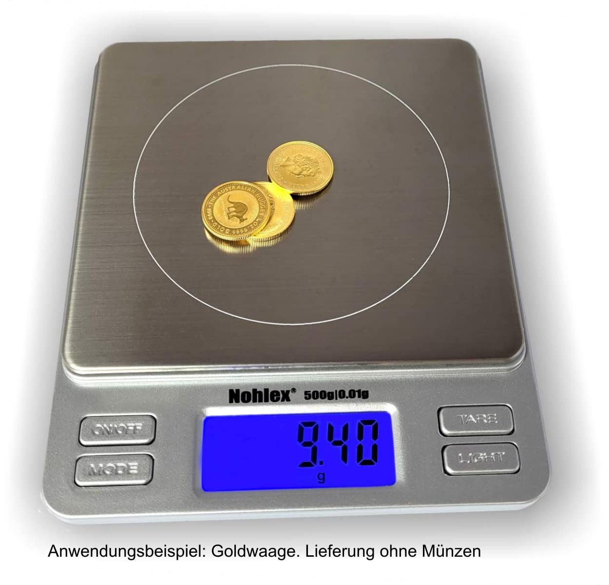 NTP500X Premium Feinwaage 500g/0.01g. Beleuchtete Anzeige - Edelstahl Wägeplatte - Goldwaage Münzwaage Digitalwaage Laborwaage Barista Waage