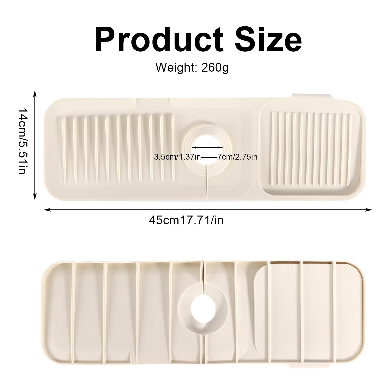 Tapis De Robinet En Silicone Anti-Éclaboussures - Protège Le Plan De Travail De La Cuisine Ou Salle De Bain, 39,5x11,5 Cm
