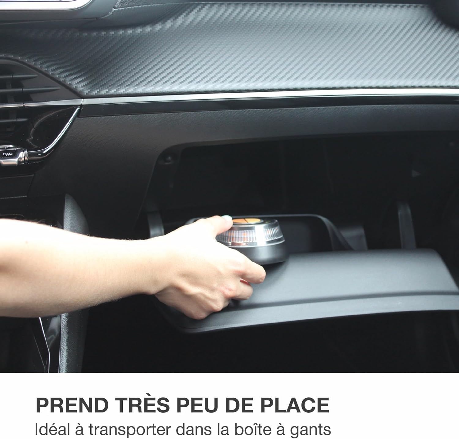 PMK GRUPO Lumière d'urgence V16 homologuée DGT | Balise signalisation Danger pour Voiture [Visibilité 1 Km] avec Base magnétique et Lampe Torche (2)