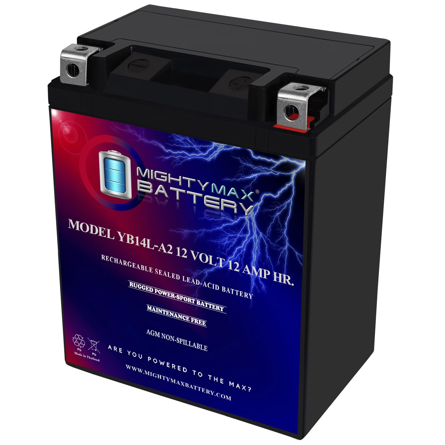 Mighty Max Battery YB14L-A2-12 Volt 12 AH, 210 CCA, Rechargeable Maintenance Free SLA AGM Motorcycle Battery