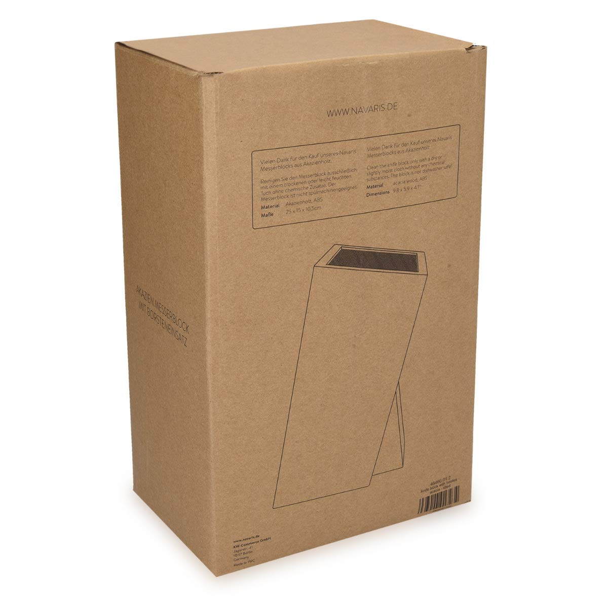 Navaris Organizador de Cuchillos con Cerdas - Taco Cuchillos Cocina de Madera de Acacia para Utensilios Cocina - Base Universal de Madera para Almacenaje - Knife Block
