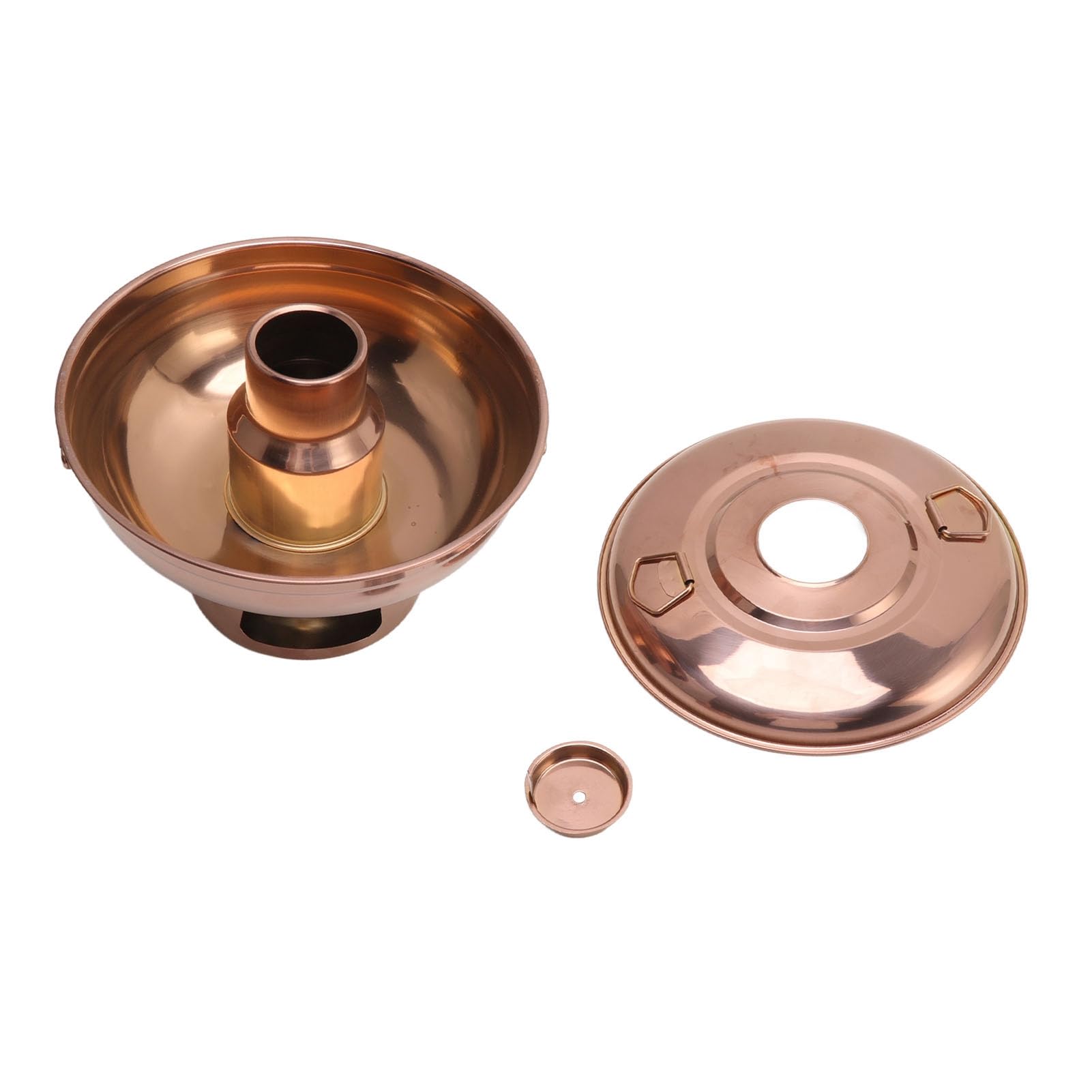 TANIQIACA Chinese Style 410 Stainless Steel Charcoal Small Hotpot Dry Ice Hot Pots Old Beijing Single Person Small Hotpot Rose Gold