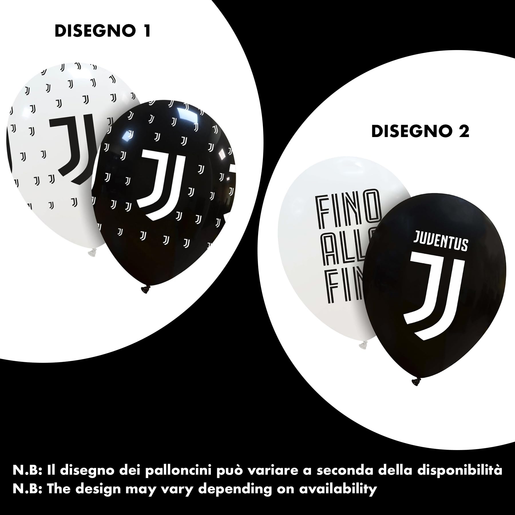 Lage Kit per Festa di Compleanno a Tema Juventus - Set per Decorazioni Calcio Bianconero da tavola Addobbi per 16 Persone (1 Tovaglia - 12 Palloncini - 16 Piatti - 20 Tovaglioli - 12 Bandierine)