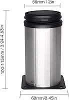 Vista 3 de KINJOEK Paquete de 8 patas ajustables para muebles de gabinete de 4 pulgadas, pies redondos de acero inoxidable para sofá, cama, gabinete