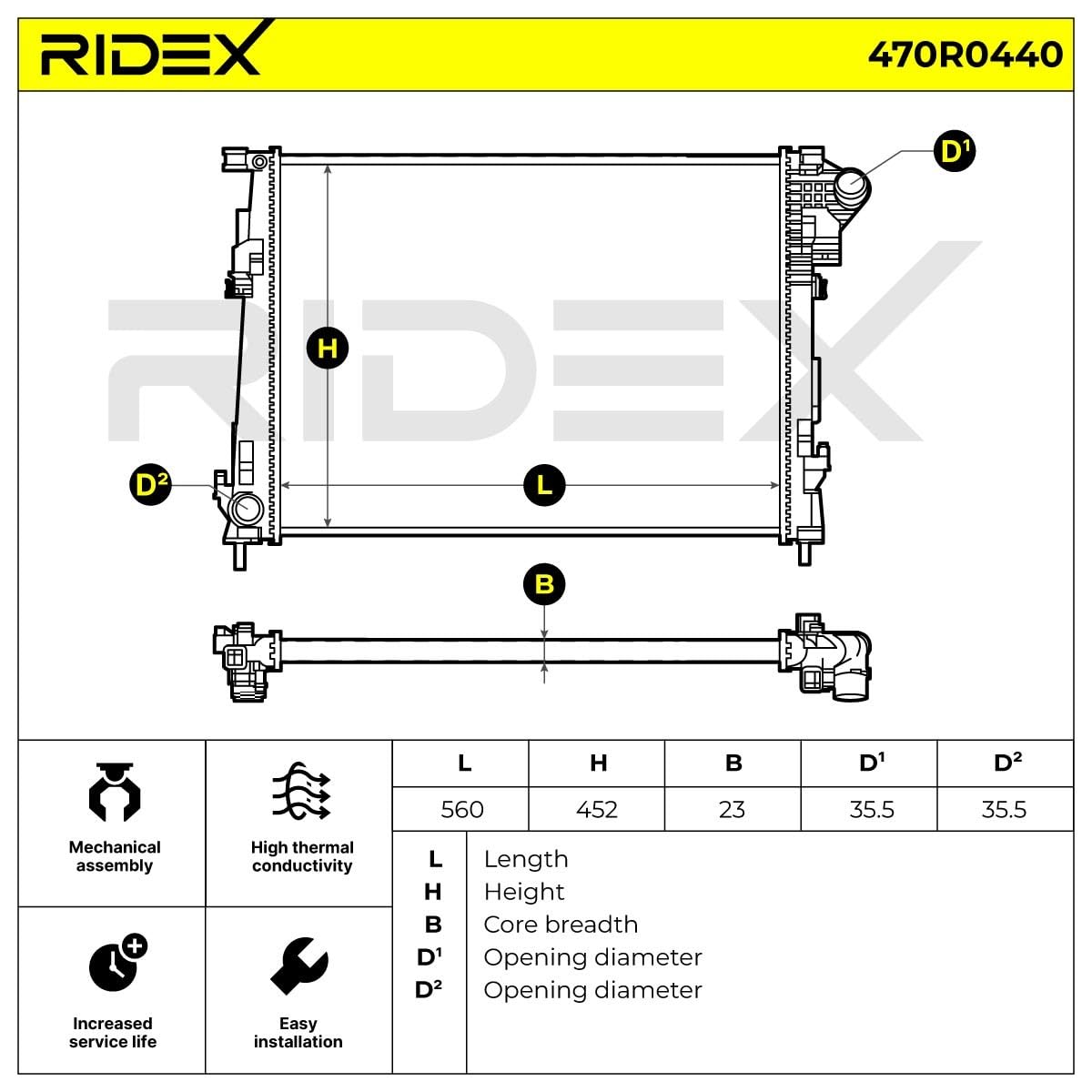 RIDEX 470R0440 Motorkühler/Wasserkühler Kompatibel mit OPEL Vivaro A Kastenwagen X83 2140000Q0C 8200411166 R12782