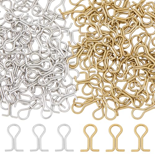 SUPERFINDINGS 200Pcs 2 Colors Fishing Sinker Eyes Eyelet Brass Sinker Eyes Eyelets DIY Fishing Lures Eyelet Silver Golden Loop Fishing Sinker for Weight Molds Tackle Accessories