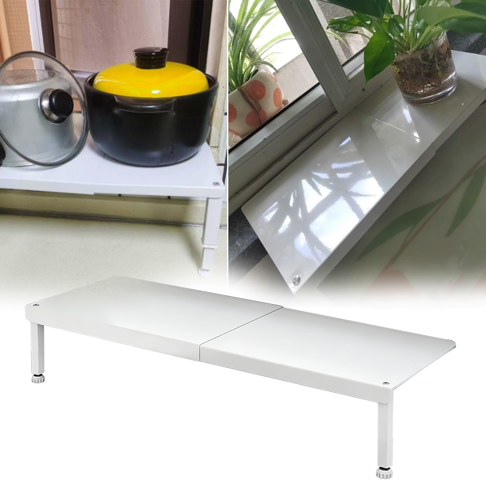 Organizador expandible de ventana ajustable con sistema telescópico para plantas de interior