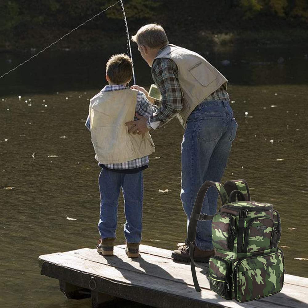 Sac de matériel de pêche Sac à Dos leurres de pêche Sac de Rangement avec 4 boîtes de matériel de pêche