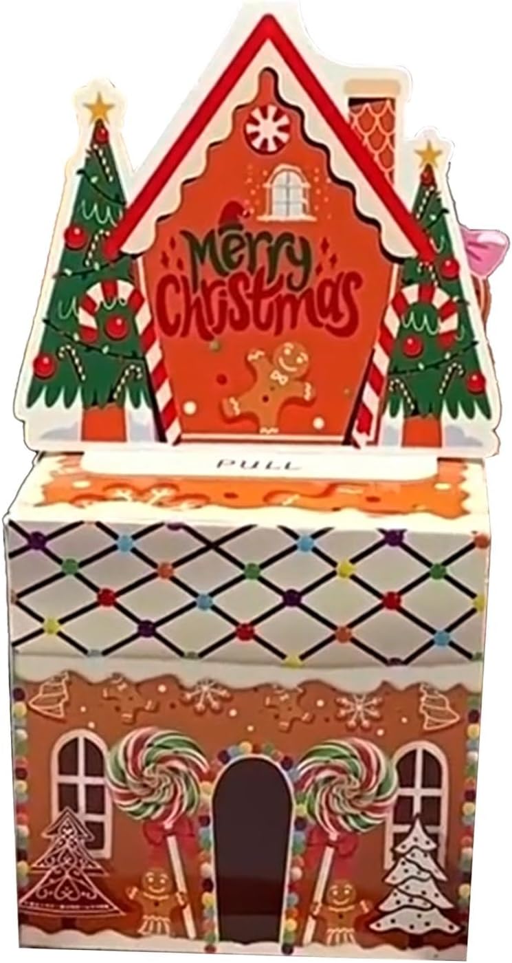 Christmas Money Box Gift Case - Fun Money Gift Box for Adults, Xmas Decor, Holiday Cash Present for Mom Dad- House