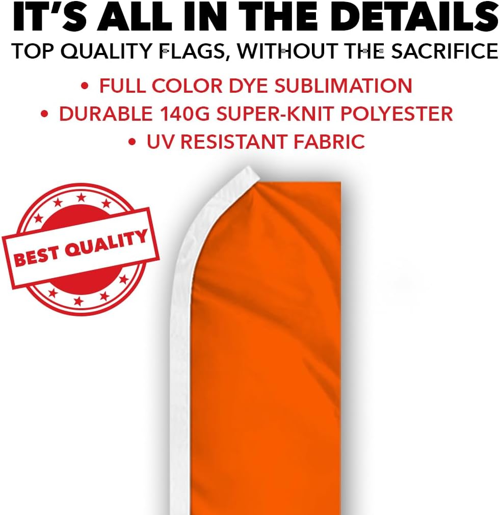 Orange Solid Color Swooper Feather Flag - Great for Schools, Businesses, and Events