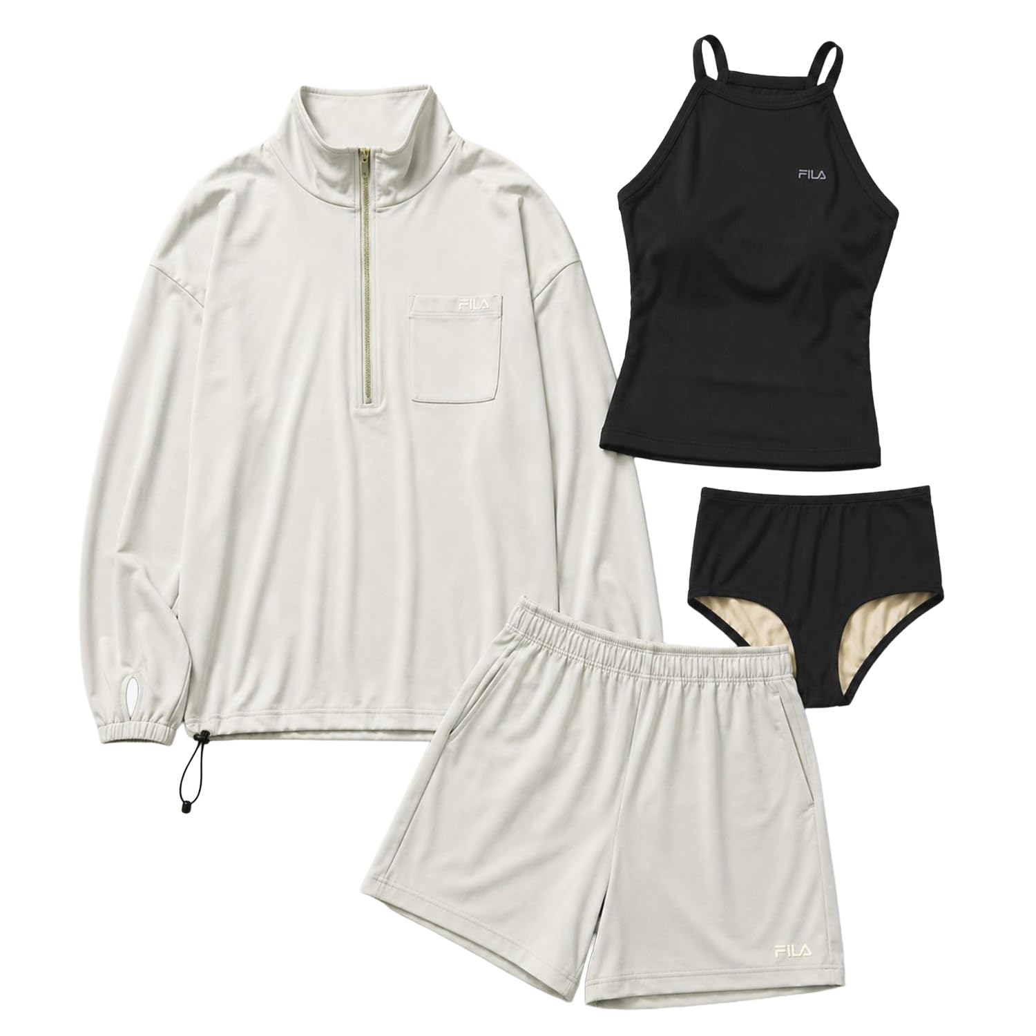 Amazon.co.jp: [FILA] 水着4点セット ハーフジップ 326605 OWT11L