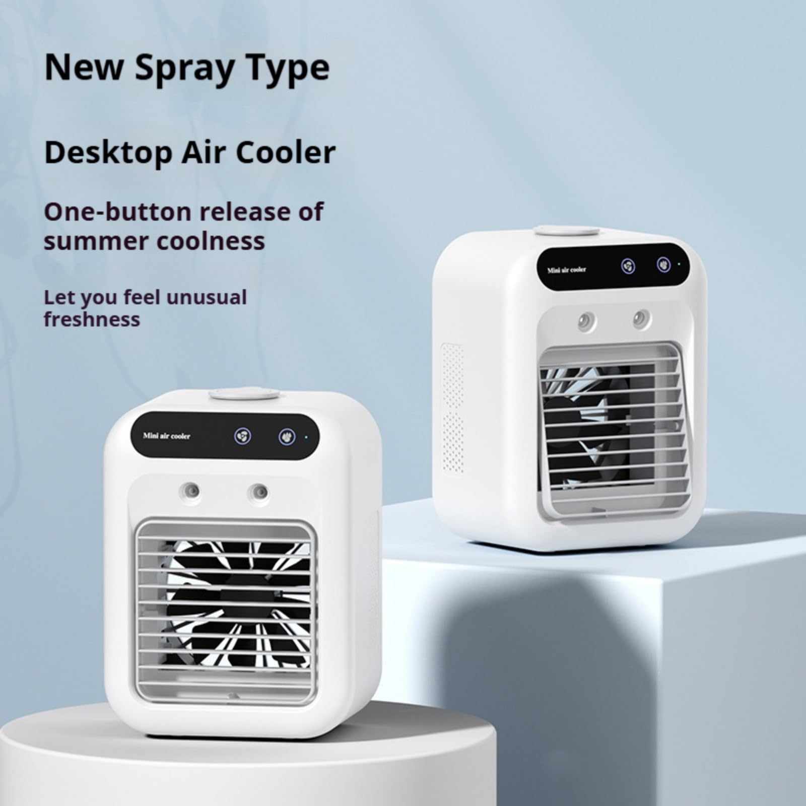 Climatizzatore portatile, USB, refrigeratore d'aria, umidificatore portatile silenzioso, 2 velocità di ventilazione, 2 modalità di nebulizzazione, adatto per casa, ufficio