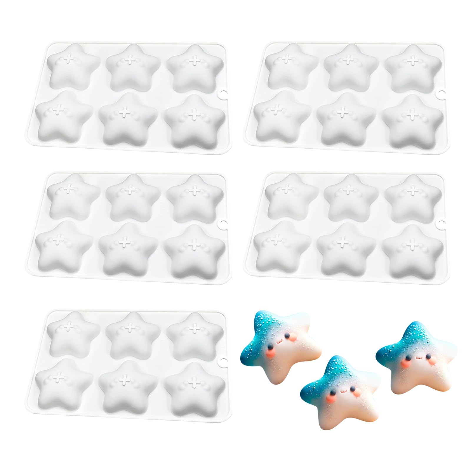 Nucelit Flexible Baking and Crafting Molds Silicone Star Shape Molds for Craft Baking Soap Making Dishwasher Safe Silicone Chocolate