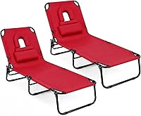 Vista 12 de GYMAX Silla de bronceado, silla de playa de 350 libras con orificio facial, almohada lavable y correa de transporte, tumbona plegable ajustable