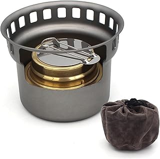 Titanium Alcohol Stove Spirit Burner Outdoor Wood Stove with Stands Brackets Camping Multi-Fuels Ultralight Backpacking (Furnace only)