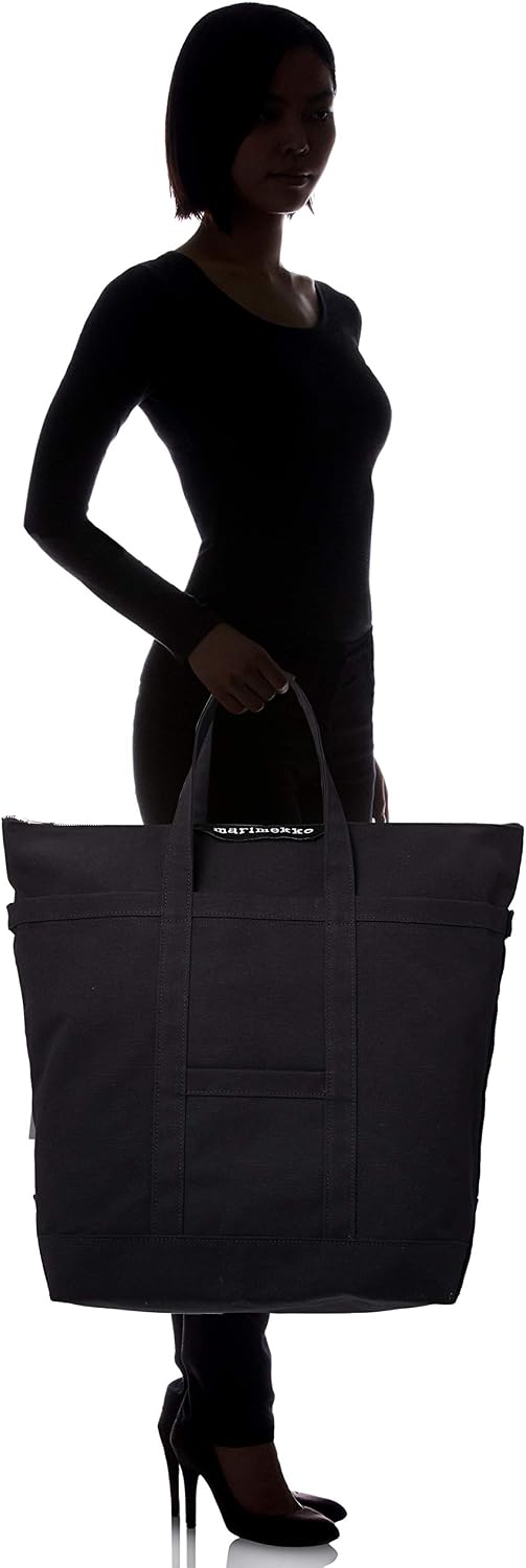 Marimekko 040865 UUSI MATKURI Tote Bag, Cotton, Can Store a PC, Black