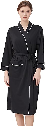YOIPNEF Womens Lightweight Robe, Knit Kimono Robe for Women Spa Cozy Sleepwear K