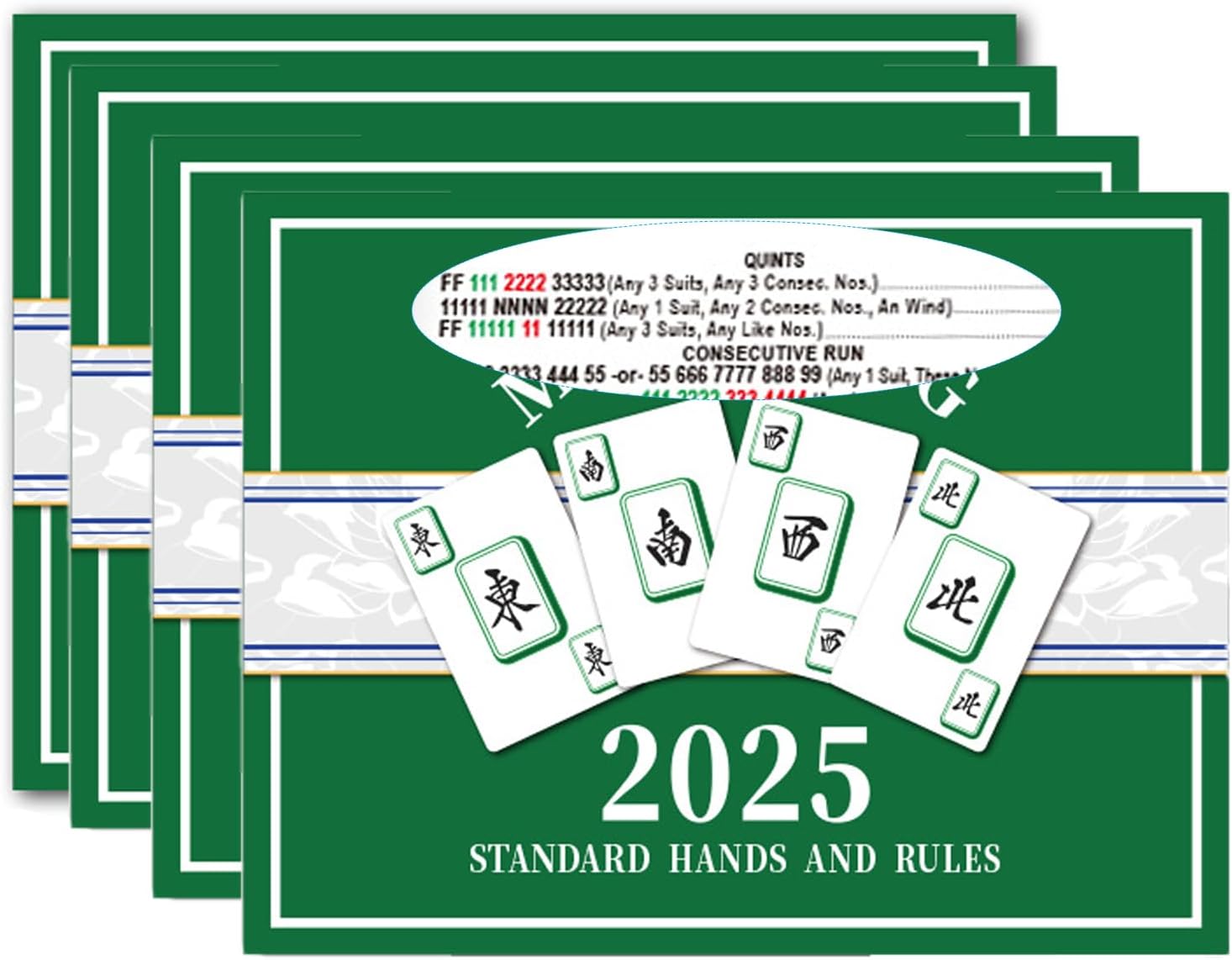 4 Pcs Mahjon Cards 2025 Gift Set, Large Print and Easy to Read Cards for MahJongg, Mah-Jongg Rule Card Set for Mahjong Beginners & Christmas Gatherings