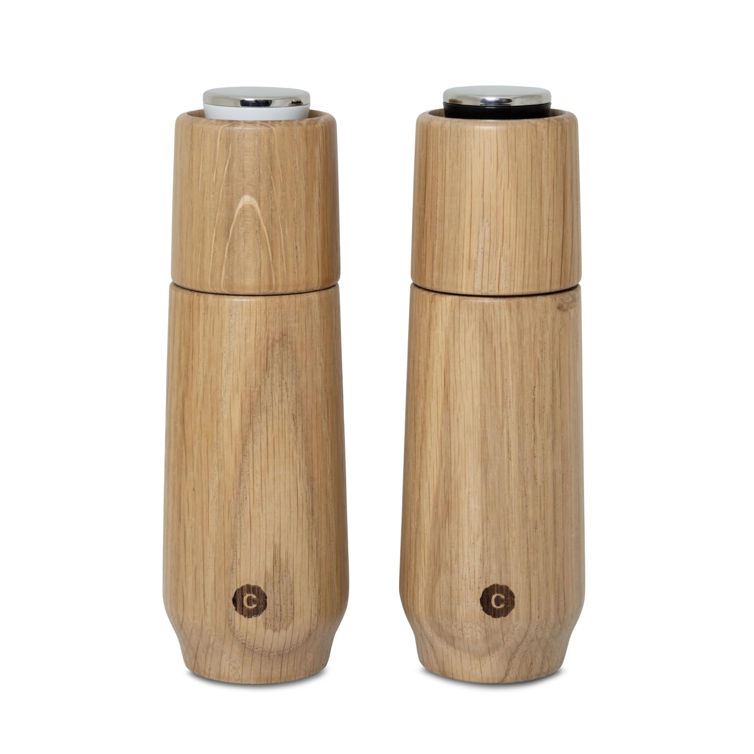 Crushgrind Champagne Gewürzmühle Set aus Eiche mit Keramikmahlwerk | 2x Salz und Pfeffermühle mit verstellbaren Mahlgrad | Set Kräutermühle aus hochwertigen, nachhaltigen Materialien | Eiche 170 mm