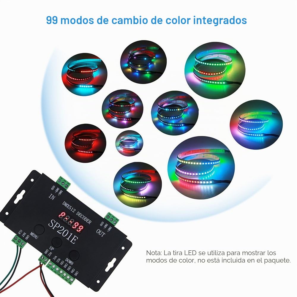 ALITOVE WS2812B WS2811 DMX a decodificador de controlador SPI, controlador de decodificador DMX 512 RGB WW para SK6812 WS2801 WS2813 LP6803 8806 1903 RGBWW tira de luz de píxeles LED DC5V ~ 24V