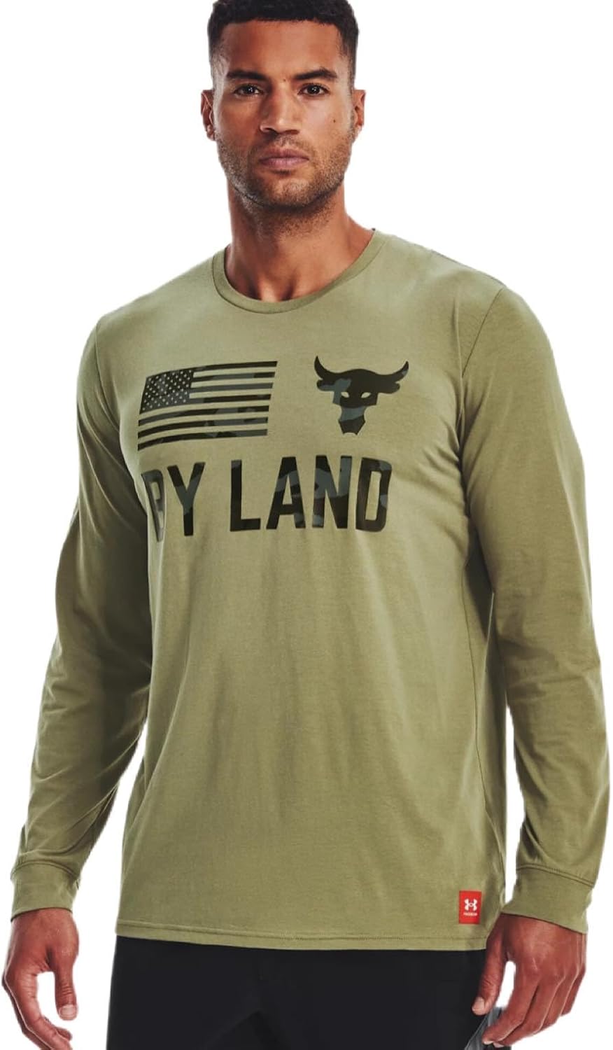 Under Armour Men's Project Rock Veterans Day by Land Long Sleeve T-Shirt L Green