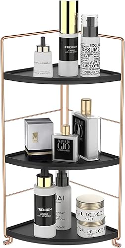 Miniatura 10 de Organizador de encimera de baño de 3 niveles, bandeja de tocador, almacenamiento de cosméticos y maquillaje, estante de pie para especias de cocina,