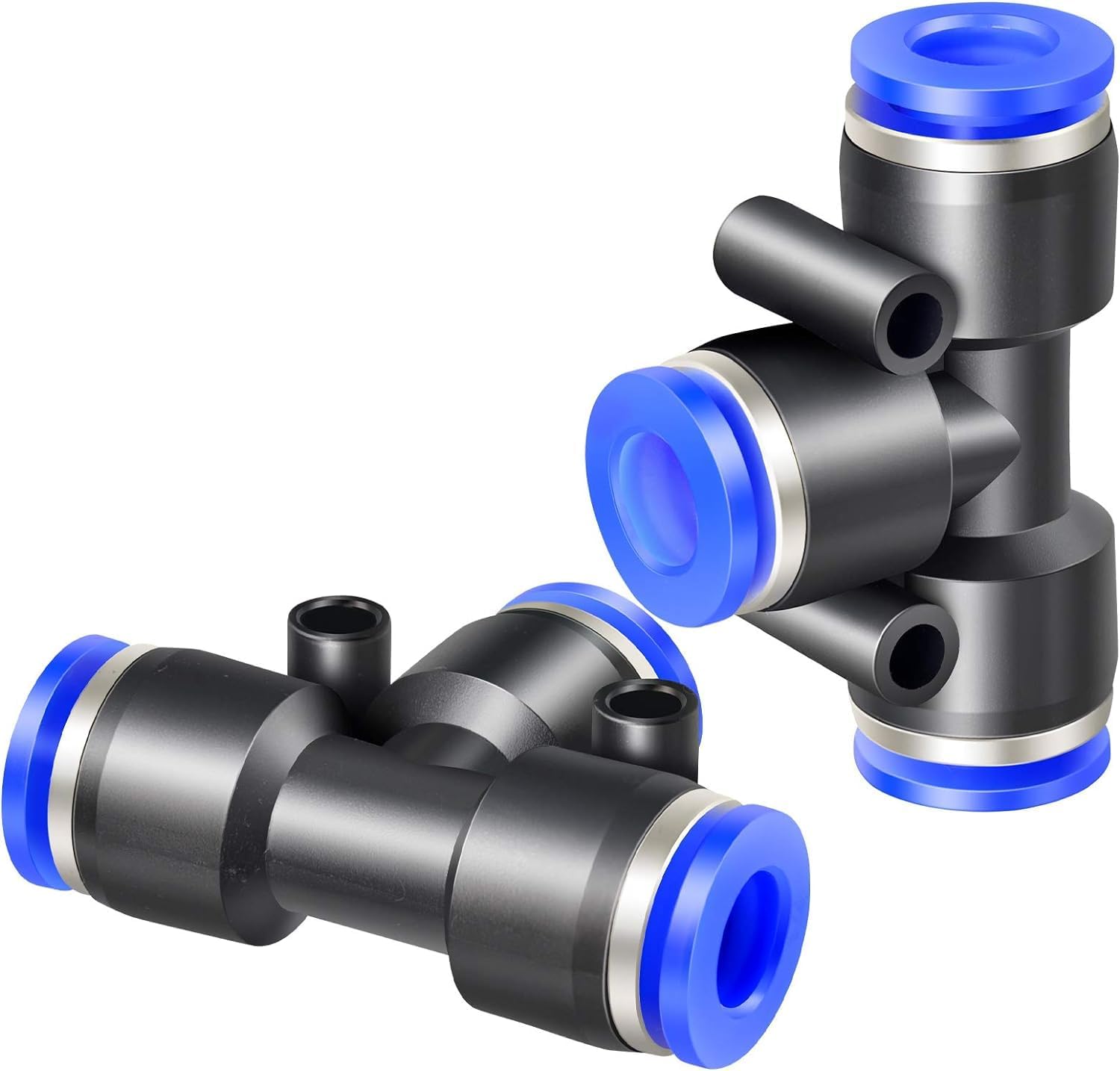 Zwelocy Push to Connect Tee Fitting 3 Way T Shape Quick Push Lock Adapter 8pcs (10mm)