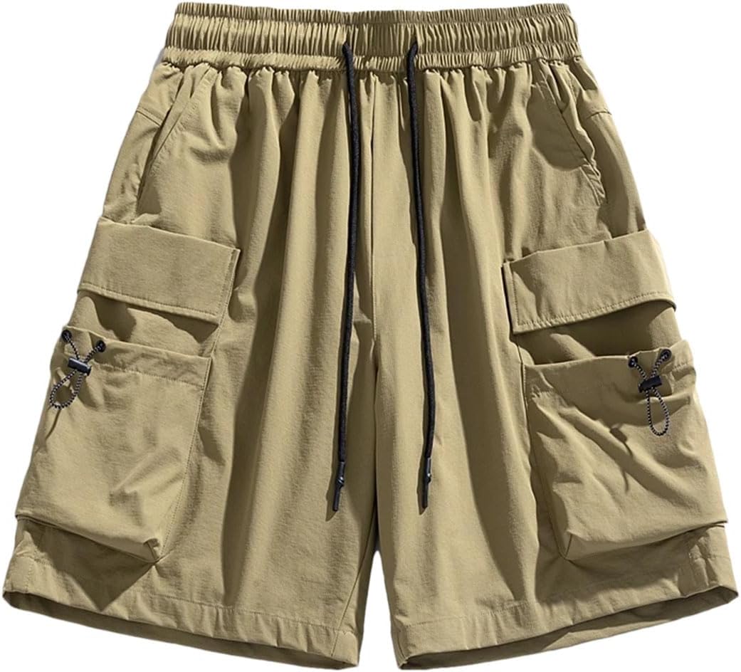 Men's Sports Shorts Elastic Lace-Up Waist Multiple Pockets Workwear Hiking Cycling Short Pants